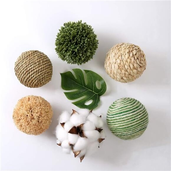 6pcs 3.5inch Woven Wicker Rattan Balls Decorative Ball Twig Orbs Green Orbs Vase - Picture 3 of 8
